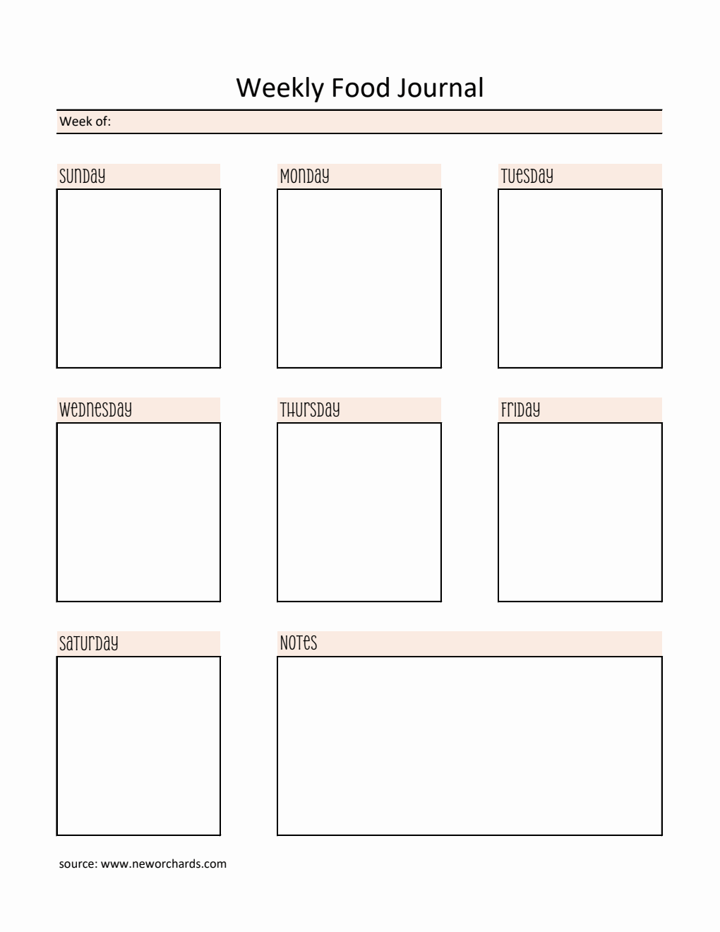  Weekly Food Journal Template |  Free Excel Download