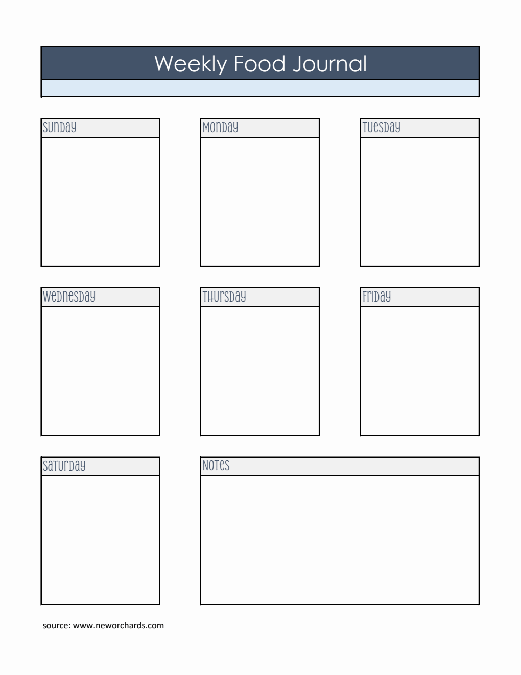 Editable Weekly Food Journal Template |  Free Excel Download