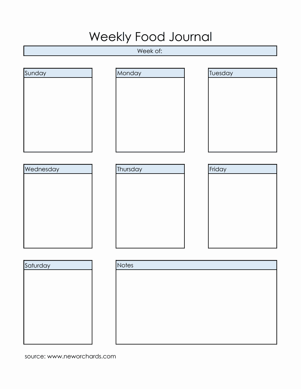 Customizable Weekly Food Journal Template |  Free Excel Download