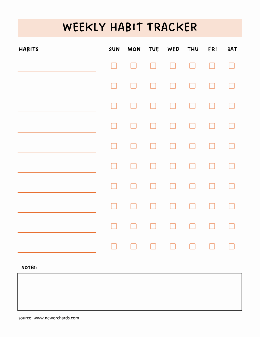 Free Customizable Weekly Habit Tracker (Excel)