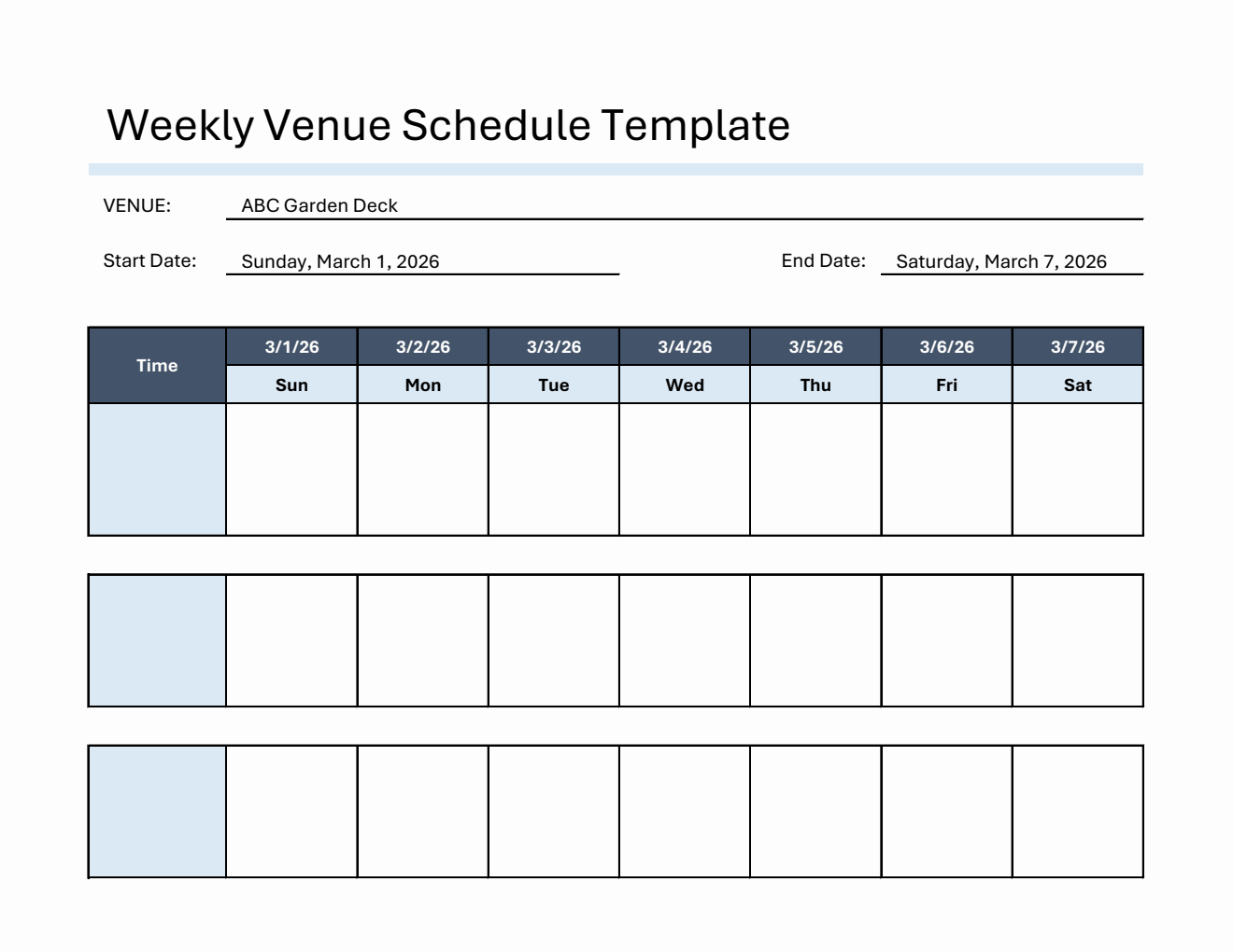  Weekly Hourly Schedule Template in Excel