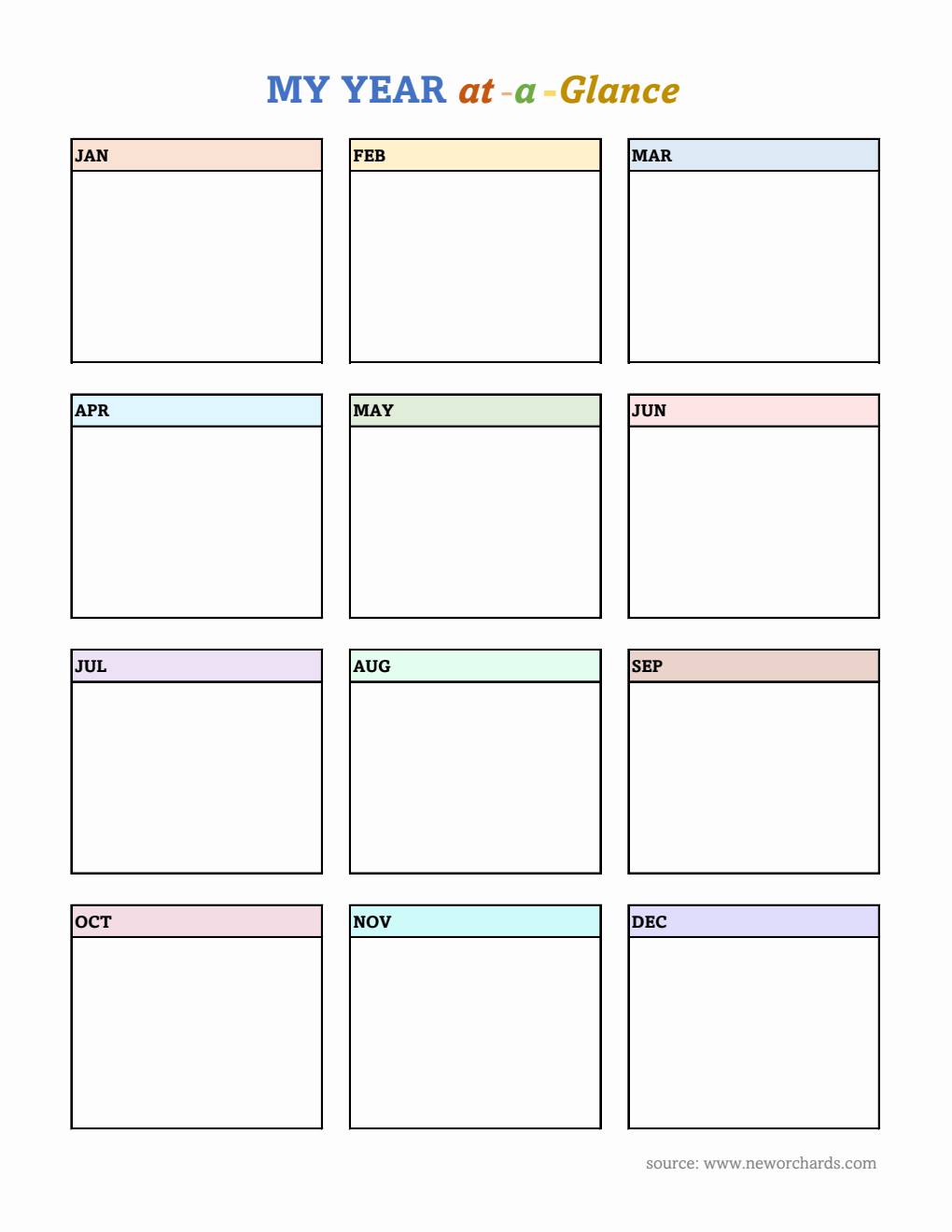 Free  Year-at-a-Glance Template (Excel)