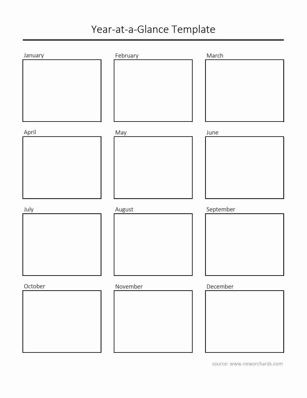 Printable Year at a Glance Template in Excel