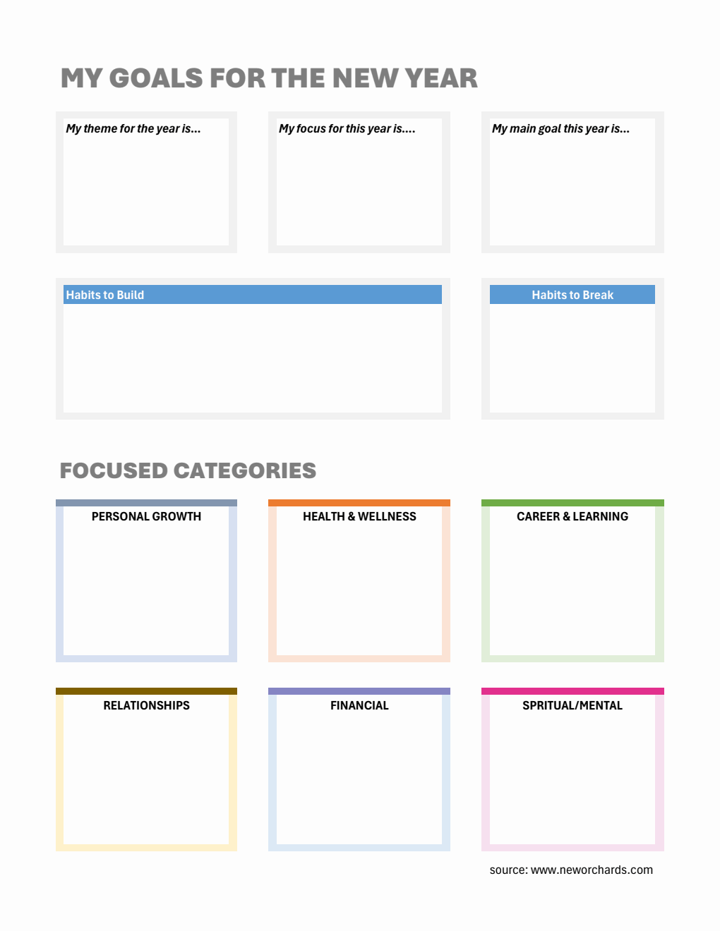 Free Colorful Yearly Goal Planner Excel
