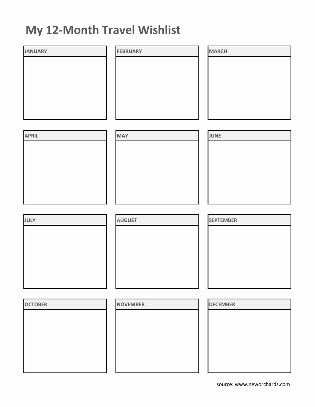 Simple Yearly Travel Planner - Free Excel Download