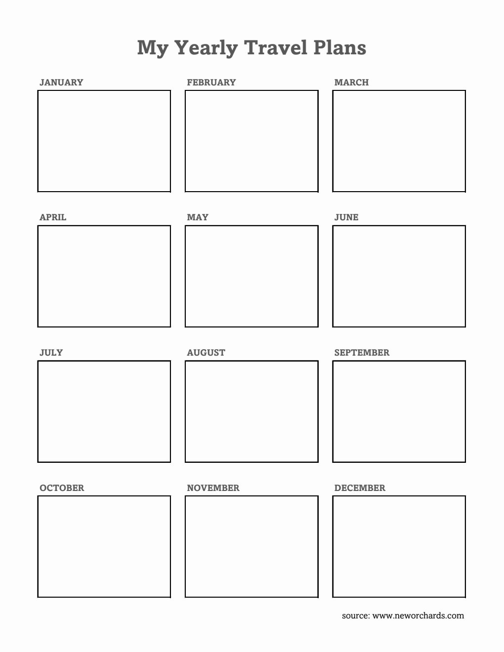Printable Yearly Travel Planner - Free Excel Download