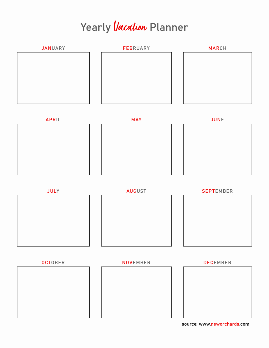 Yearly Vacation Planner - Free Word Template for Organized Travel