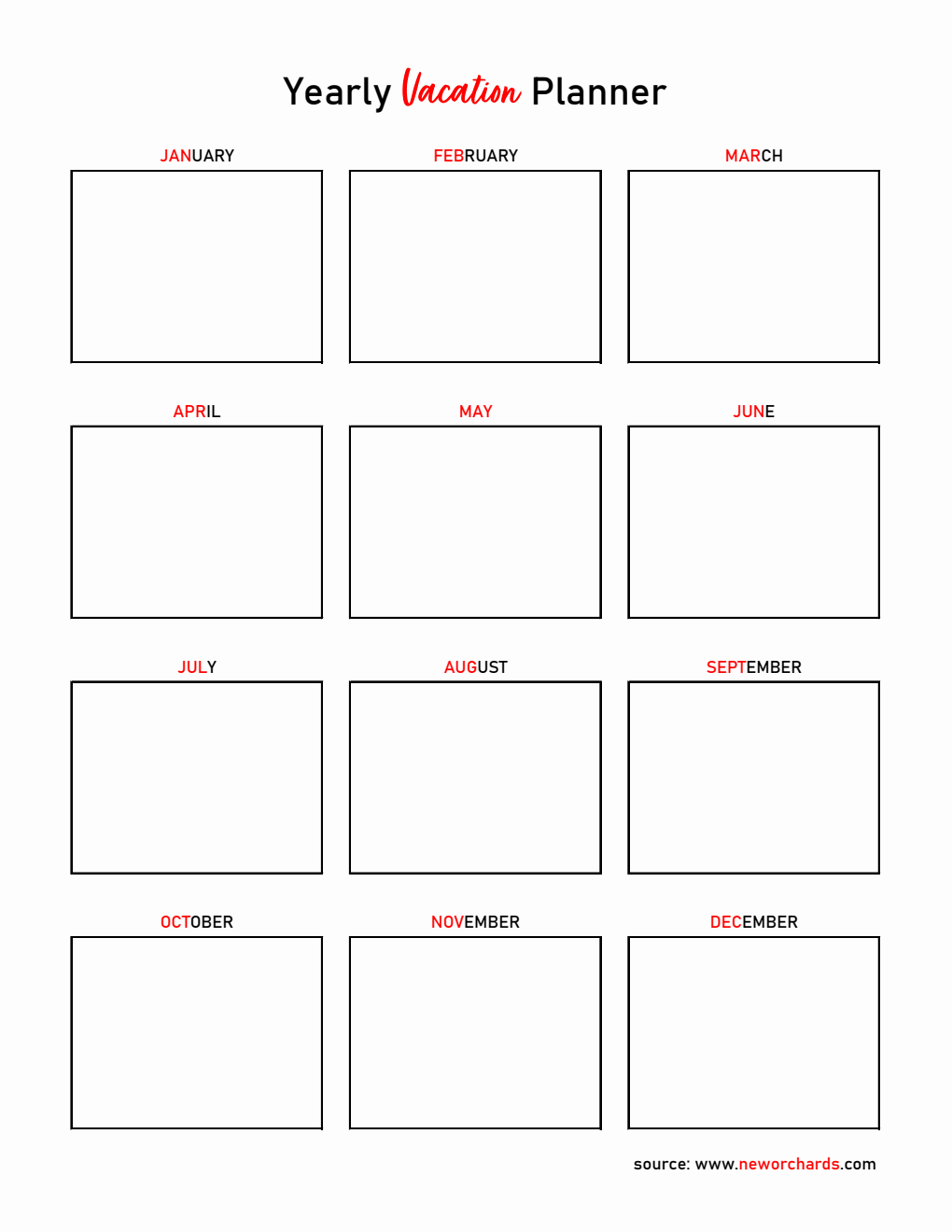 Yearly Vacation Planner - Free Excel Template for Organized Travel
