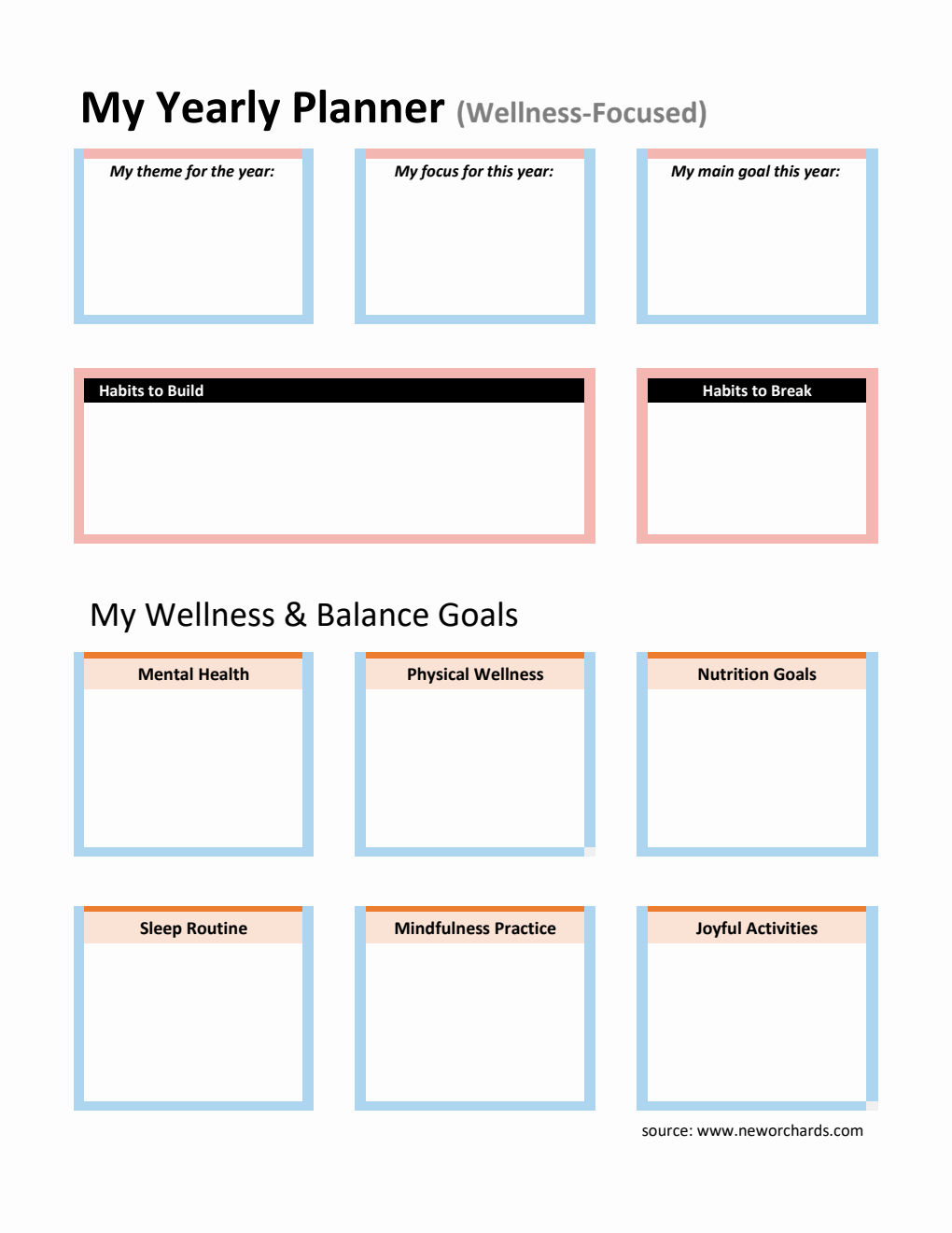  Wellness & Balance Yearly Planner Template (Printable Excel)