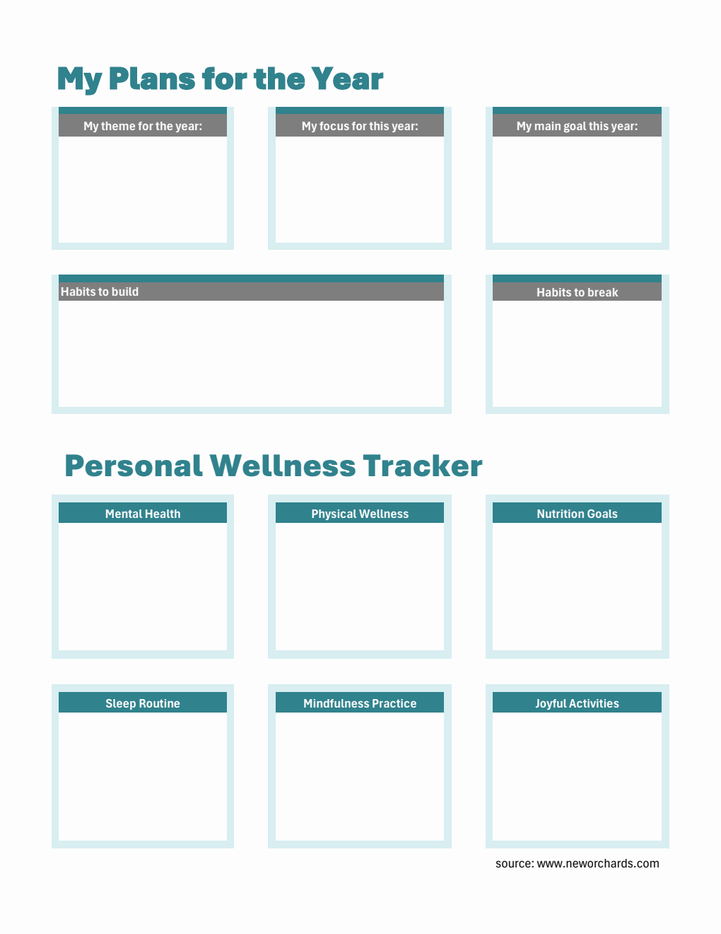 Customizable Wellness & Balance Yearly Planner Template (Printable Excel)